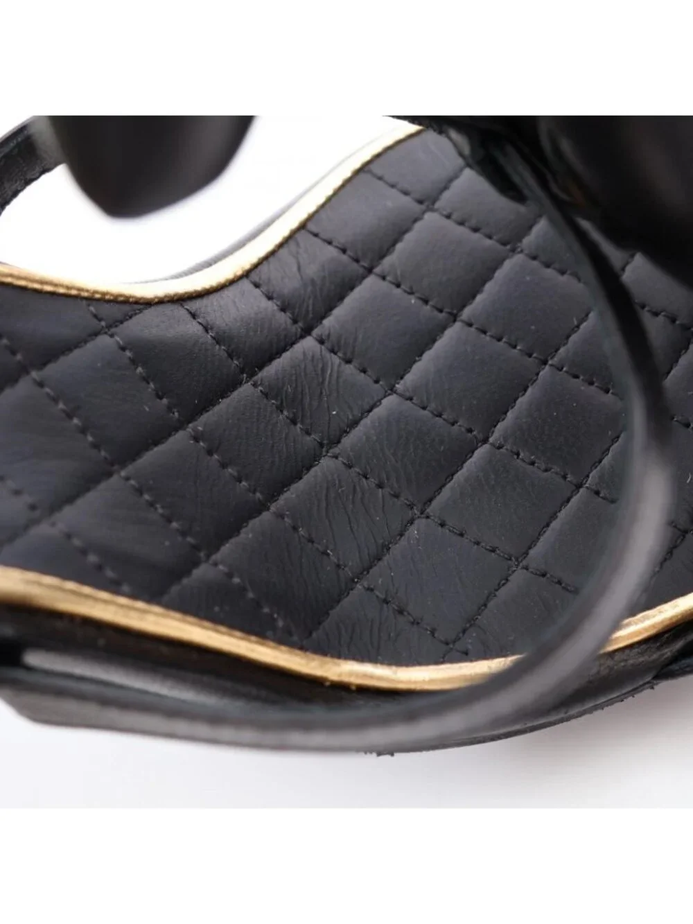 Chanel Sandals CC Logo Ribbon Leather